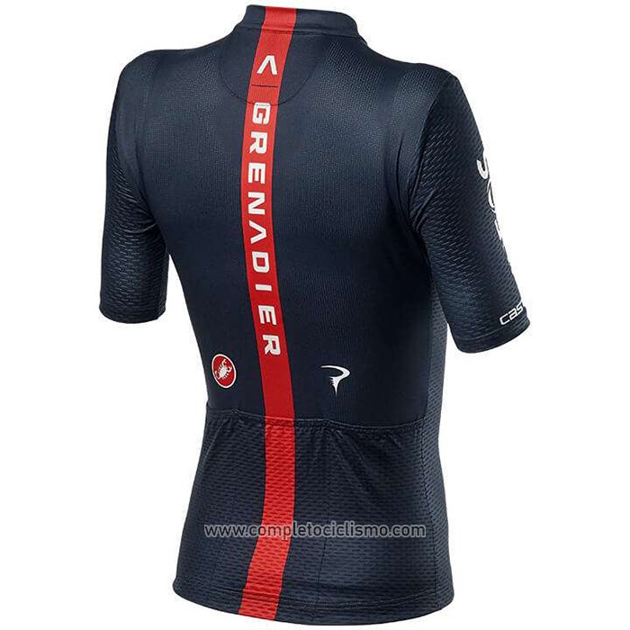 2020 Abbigliamento Ciclismo Donne Ineos Grenadiers Rosso Scuro Blu Manica Corta e Salopette